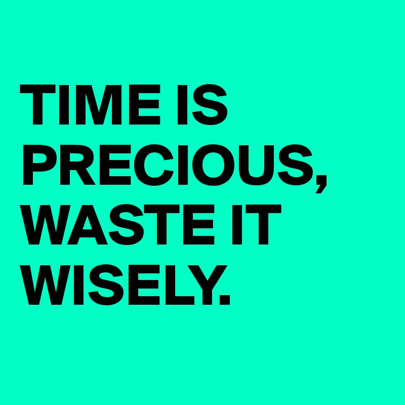 
TIME IS PRECIOUS, WASTE IT WISELY.
