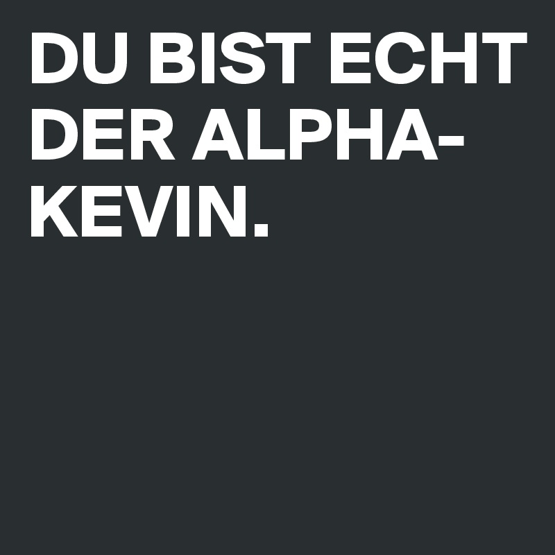 DU BIST ECHT DER ALPHA-KEVIN.


