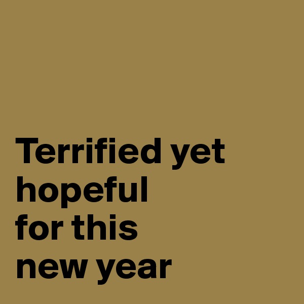 


Terrified yet hopeful 
for this 
new year