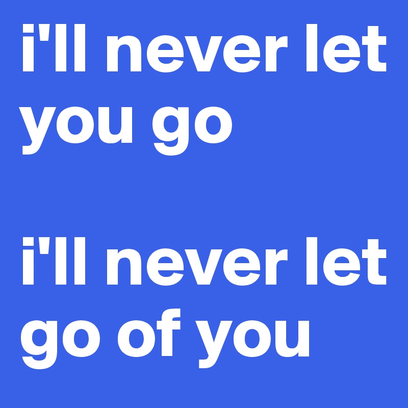 i'll never let you go

i'll never let go of you
