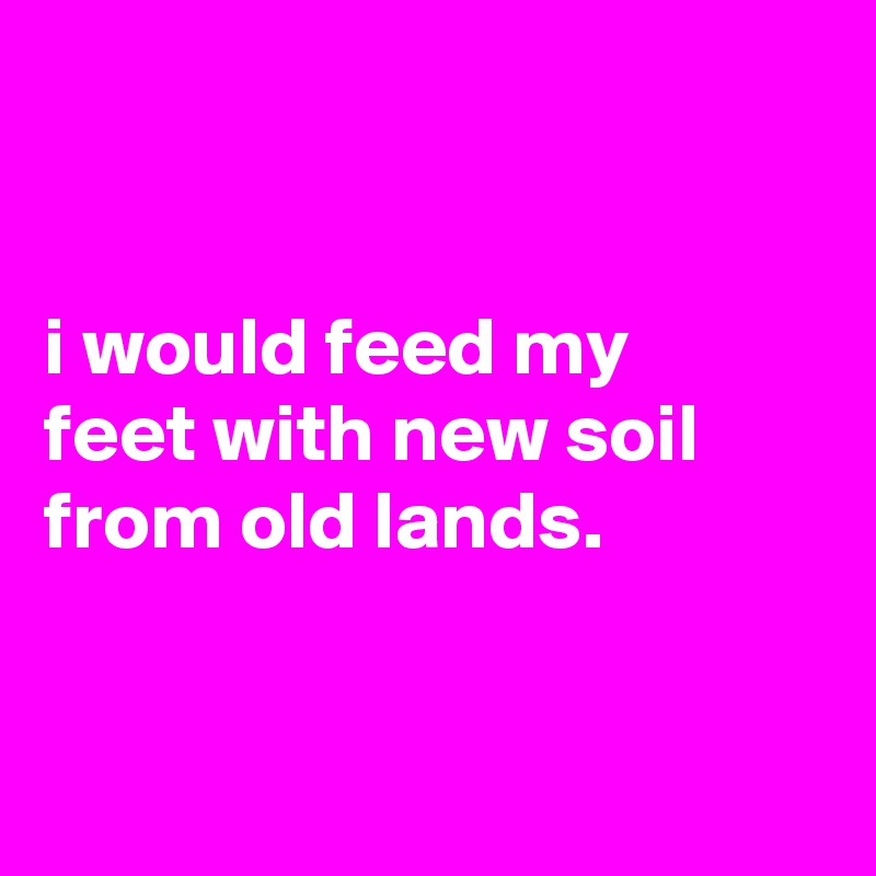 


i would feed my
feet with new soil from old lands.


