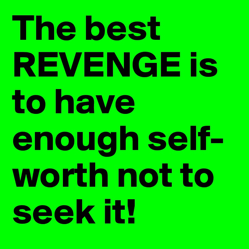 The best REVENGE is to have enough self-worth not to seek it! 
