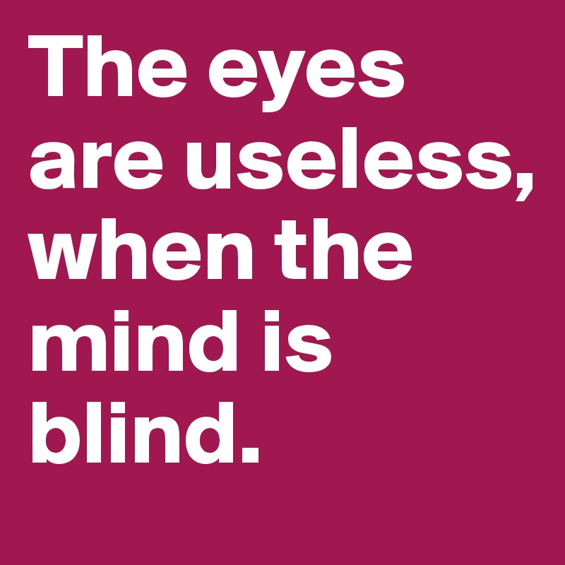 The eyes are useless, when the mind is blind. 
