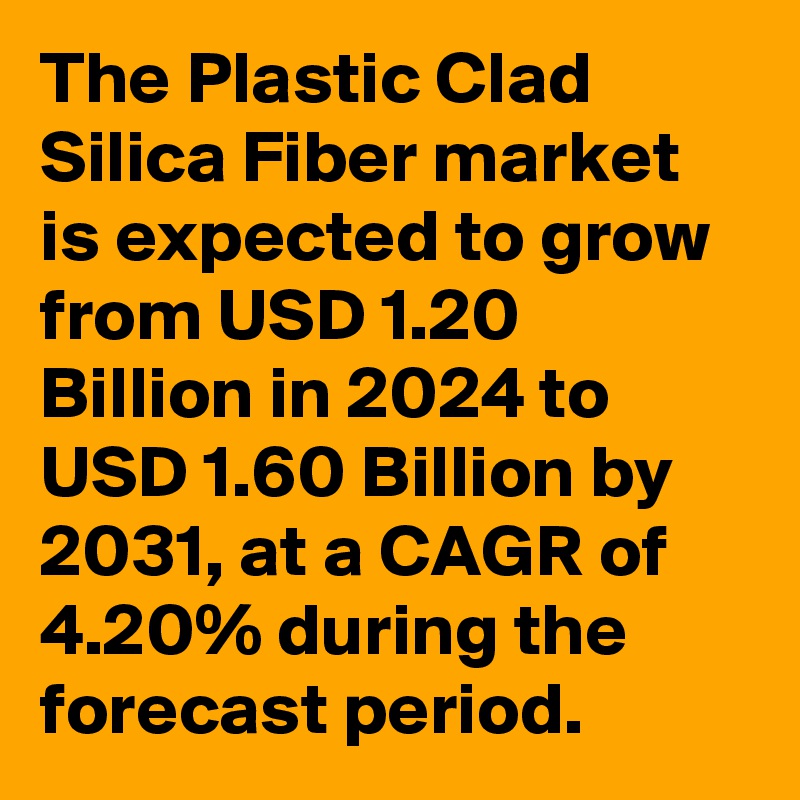The Plastic Clad Silica Fiber market is expected to grow from USD 1.20 Billion in 2024 to USD 1.60 Billion by 2031, at a CAGR of 4.20% during the forecast period.