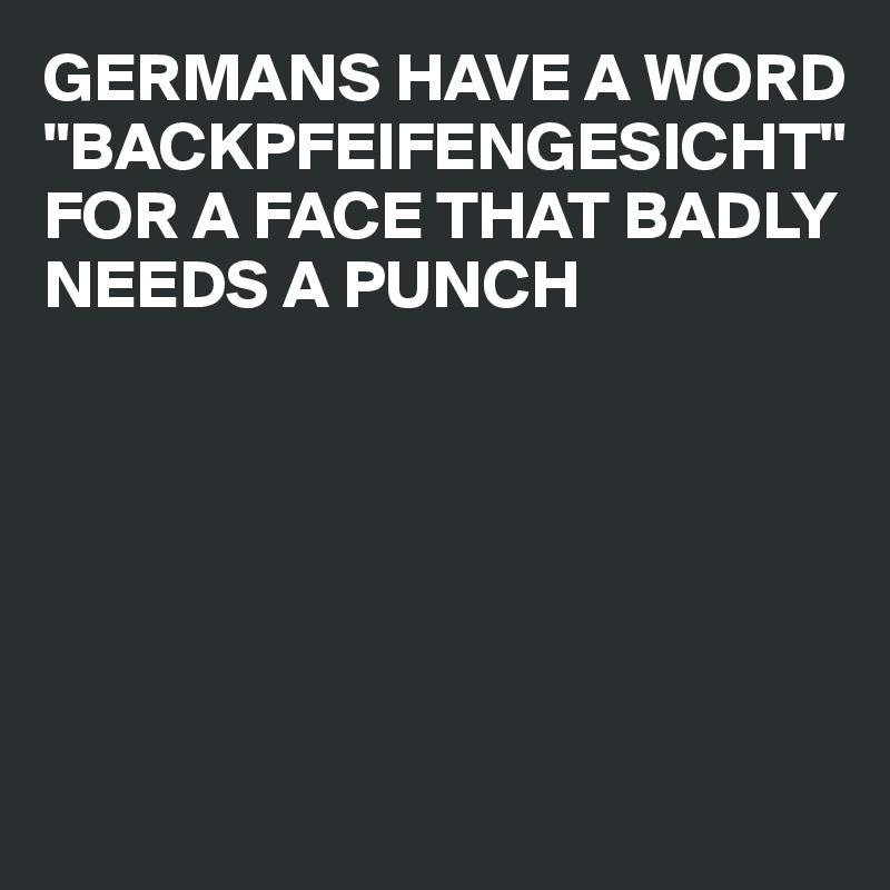 GERMANS HAVE A WORD "BACKPFEIFENGESICHT" FOR A FACE THAT BADLY NEEDS A PUNCH






