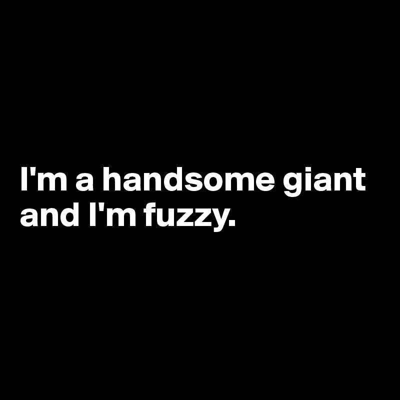 



I'm a handsome giant and I'm fuzzy.



