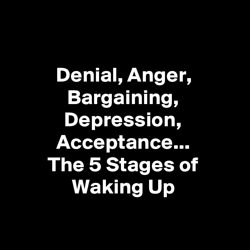 

Denial, Anger, Bargaining, Depression, Acceptance...
The 5 Stages of Waking Up

