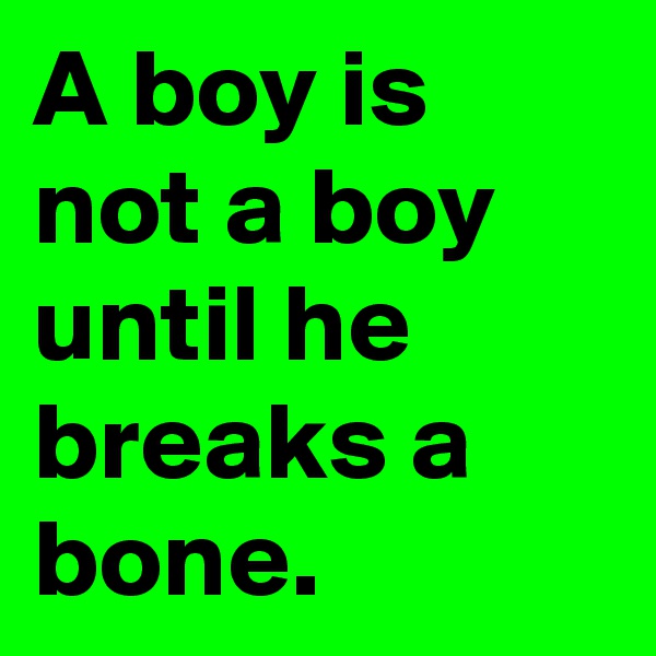 A boy is not a boy until he breaks a bone. 