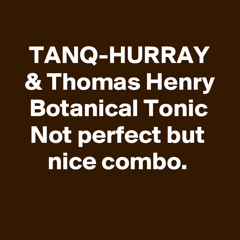 
TANQ-HURRAY
 & Thomas Henry Botanical Tonic
Not perfect but nice combo.

