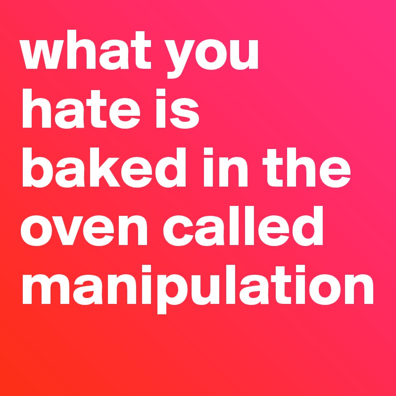 what you hate is baked in the oven called manipulation