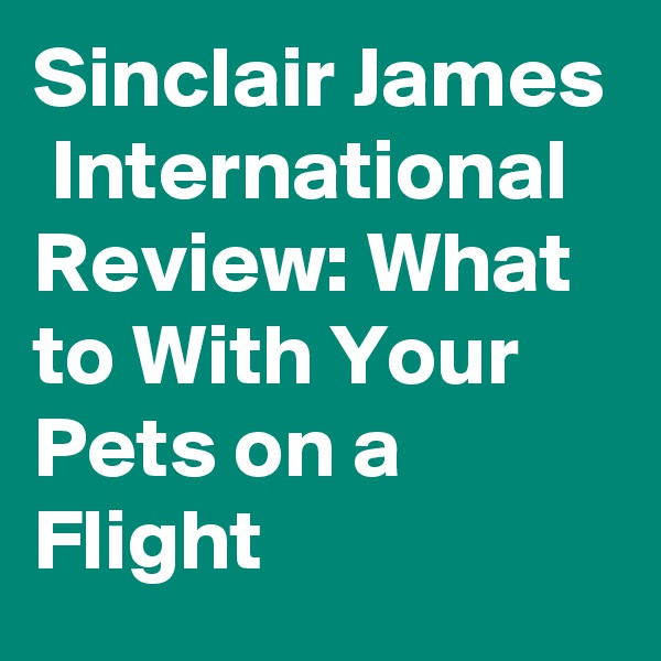 Sinclair James  International Review: What to With Your Pets on a Flight