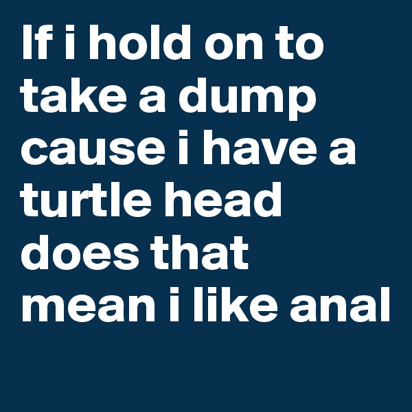 If i hold on to take a dump cause i have a turtle head does that mean i like anal