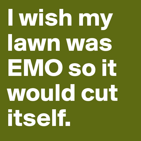 I wish my lawn was EMO so it would cut itself.