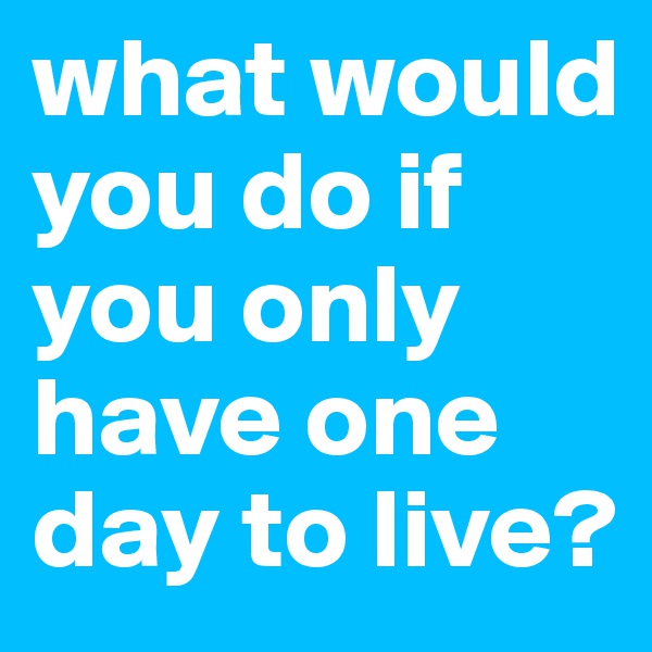 what would you do if you only have one day to live?