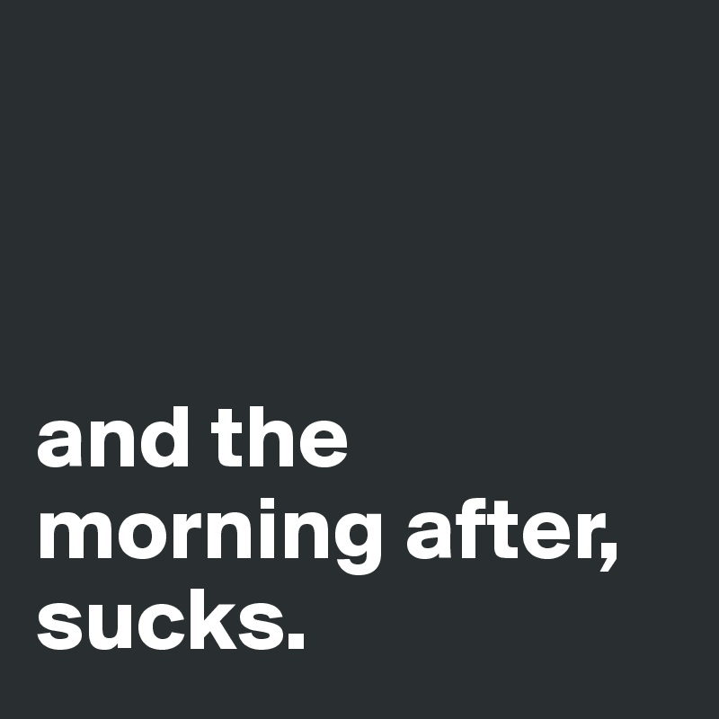 



and the morning after, sucks.