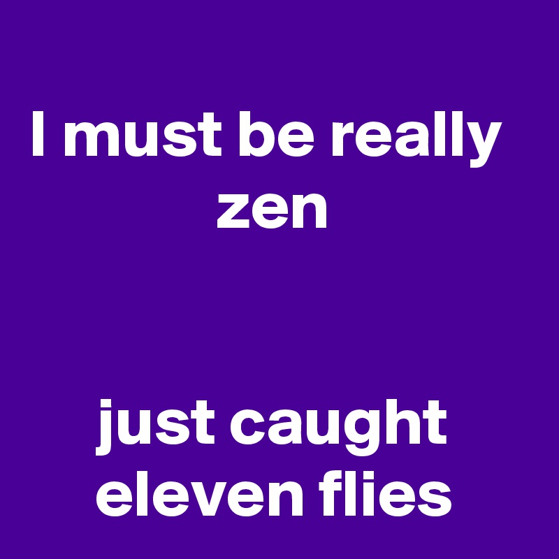 I must be really 
zen


just caught eleven flies