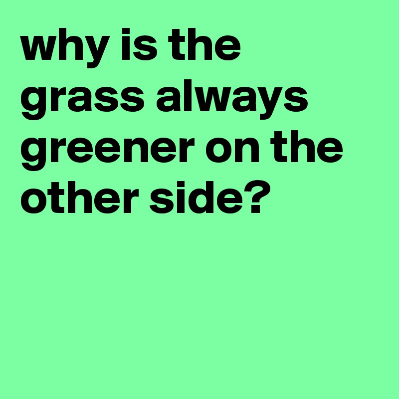 why is the grass always greener on the other side? 


