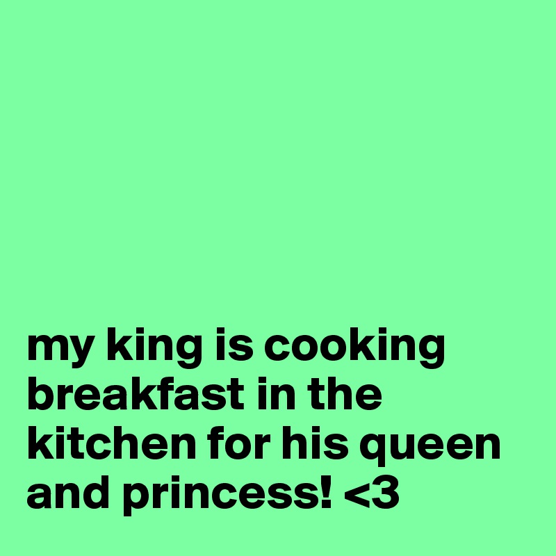 





my king is cooking breakfast in the kitchen for his queen and princess! <3