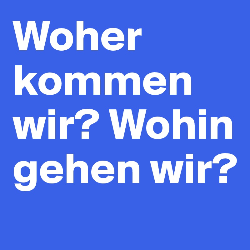 Woher kommen wir? Wohin gehen wir?