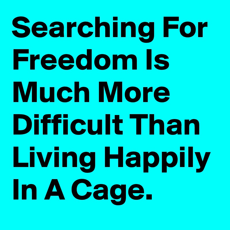 Searching For Freedom Is Much More Difficult Than Living Happily In A Cage.
