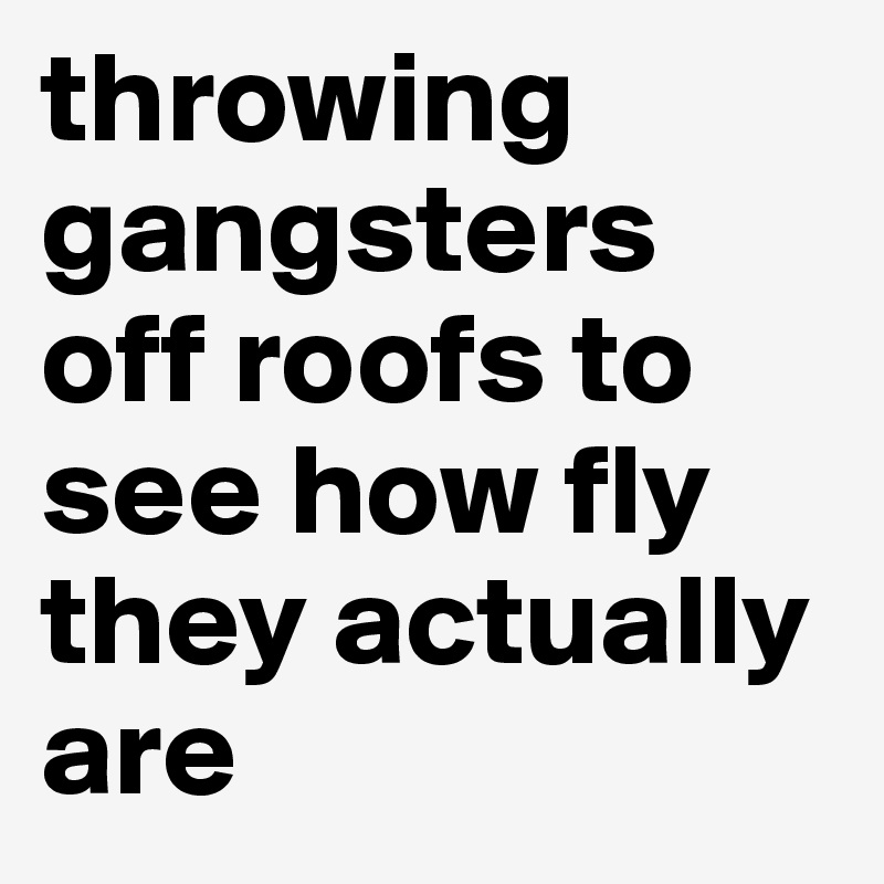 throwing gangsters off roofs to see how fly they actually are