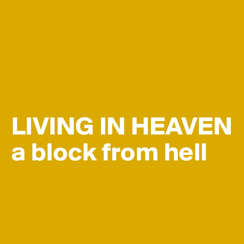 



LIVING IN HEAVEN
a block from hell

