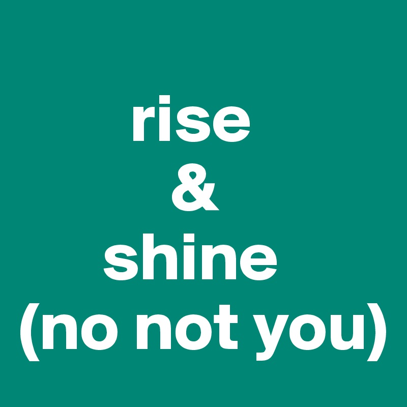    
        rise
           &
      shine
(no not you)