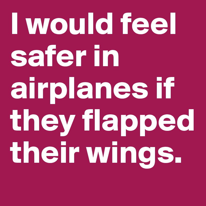 I would feel safer in airplanes if they flapped their wings. 