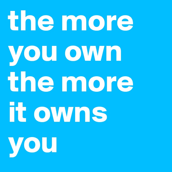 the more
you own
the more
it owns you