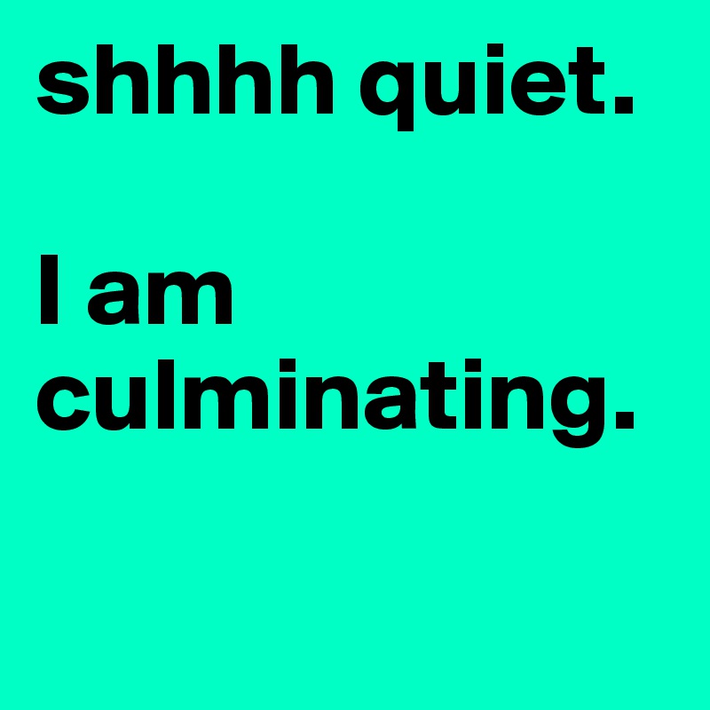 shhhh quiet.

I am culminating.

