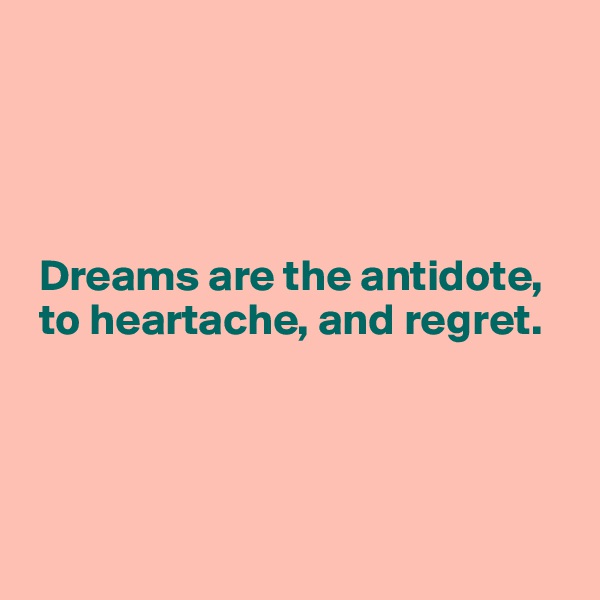 




 Dreams are the antidote, 
 to heartache, and regret.




