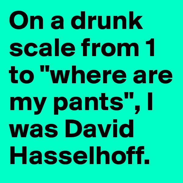 On a drunk scale from 1 to "where are my pants", I was David Hasselhoff.