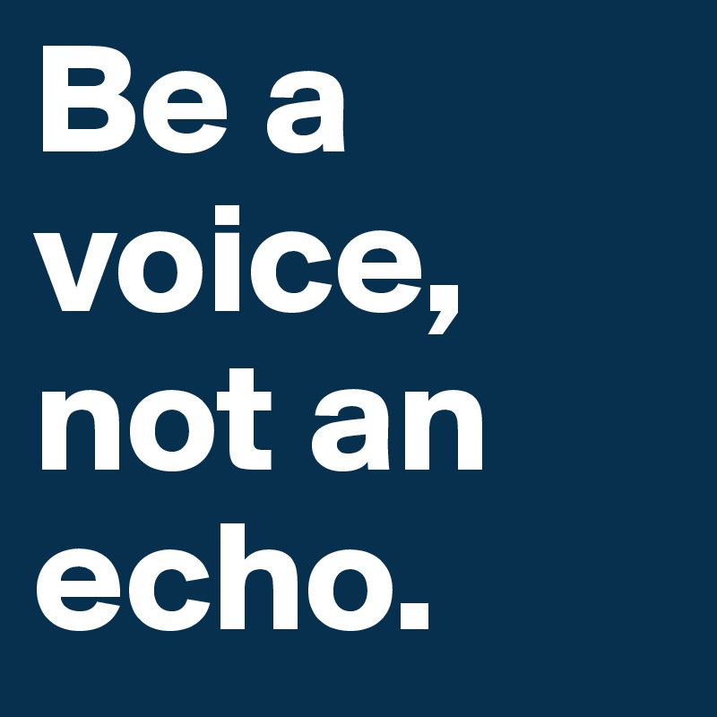 Be a voice, not an echo. 
