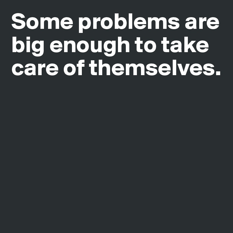 Some problems are big enough to take care of themselves. 




