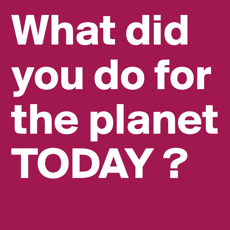 What did you do for the planet TODAY ?