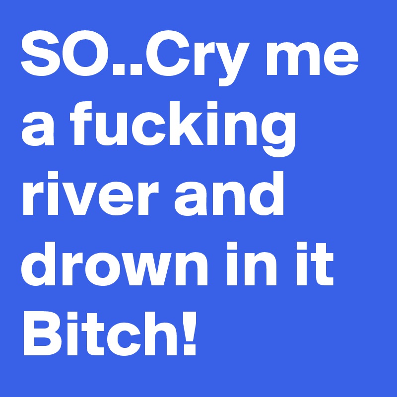 SO..Cry me a fucking river and drown in it Bitch!