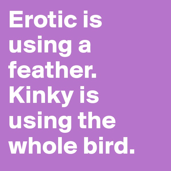 Erotic is using a feather. Kinky is using the whole bird. 