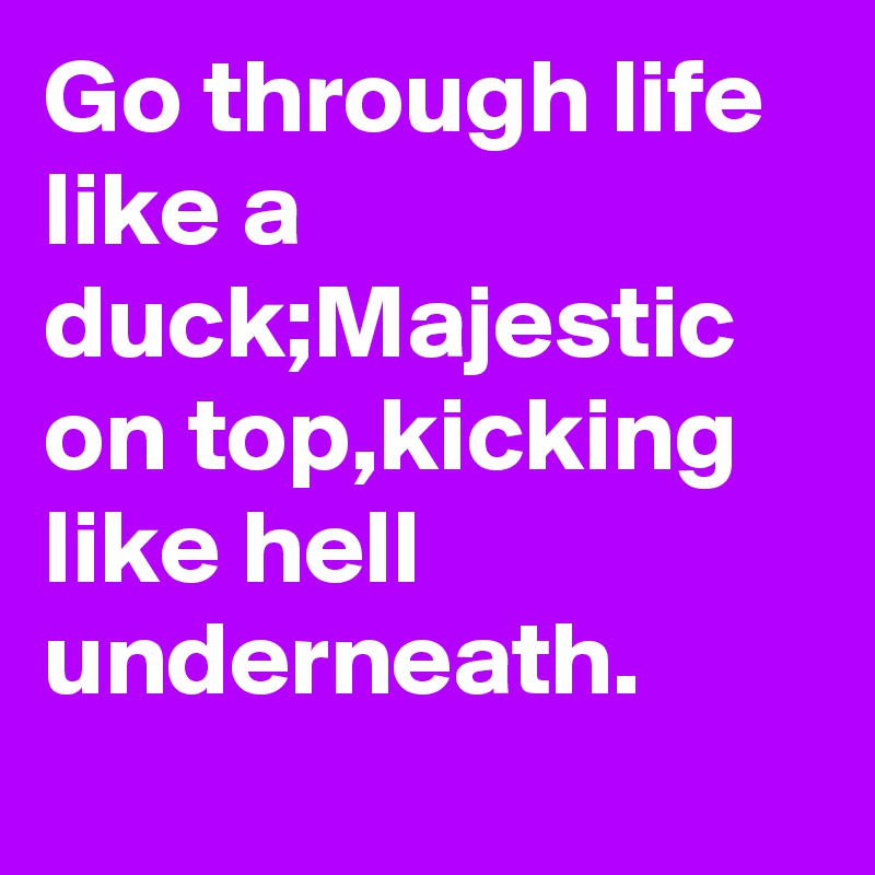 Go through life like a duck;Majestic on top,kicking like hell underneath.
