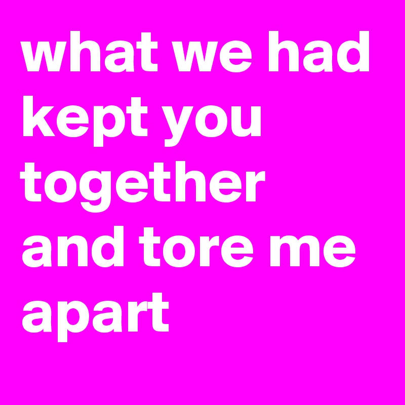 what we had kept you together and tore me apart 