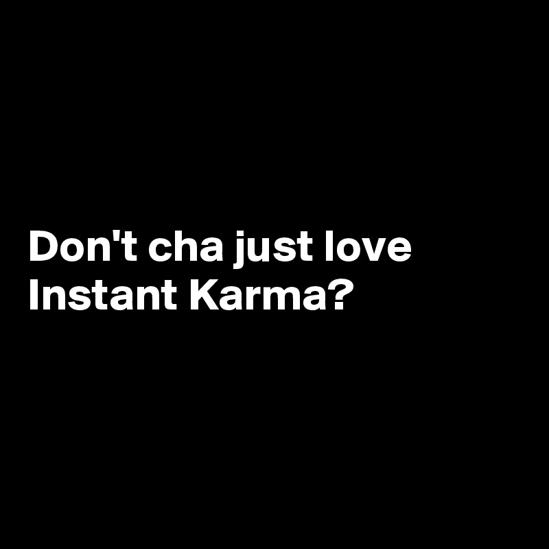 



Don't cha just love
Instant Karma?



