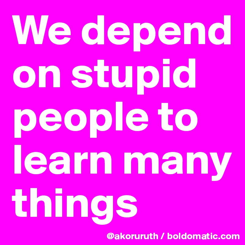 We depend on stupid people to learn many things