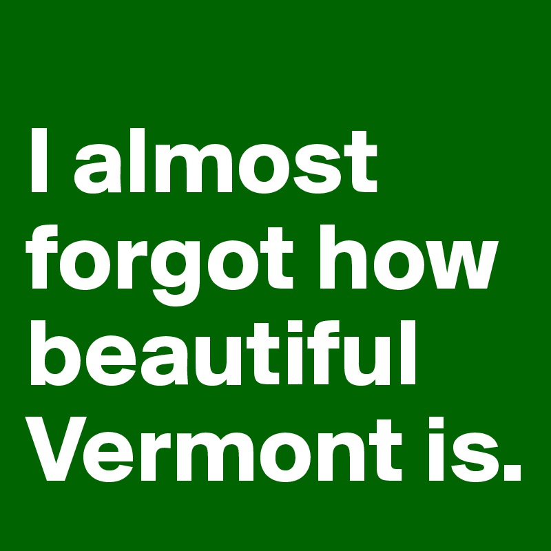 
I almost forgot how beautiful Vermont is.