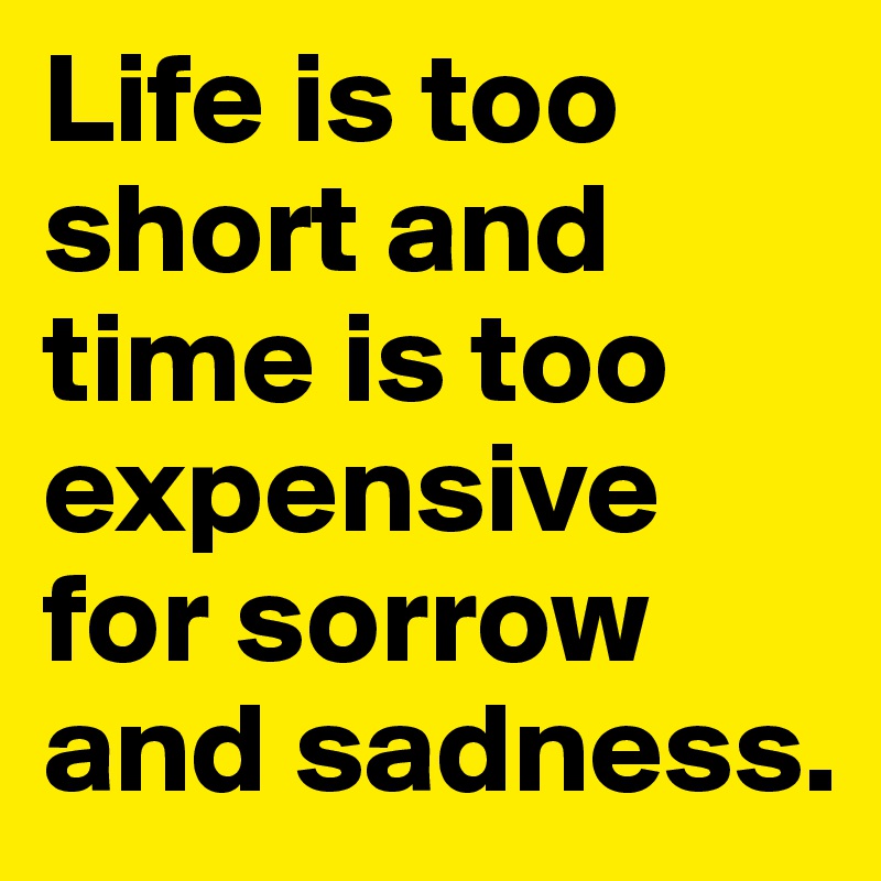 Life is too short and time is too expensive for sorrow and sadness.