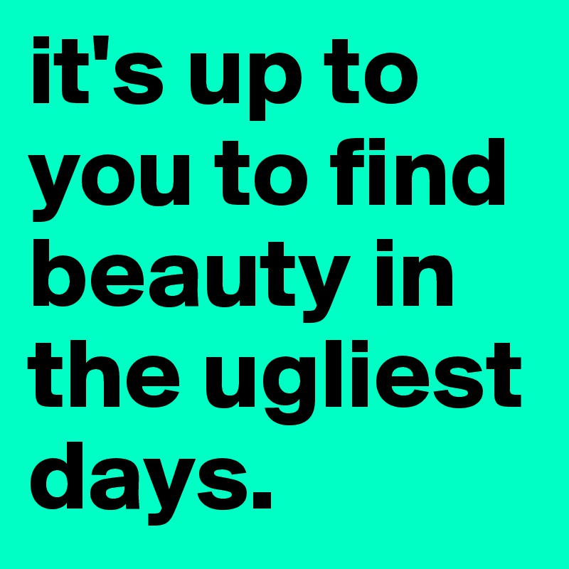 it's up to you to find beauty in the ugliest days.