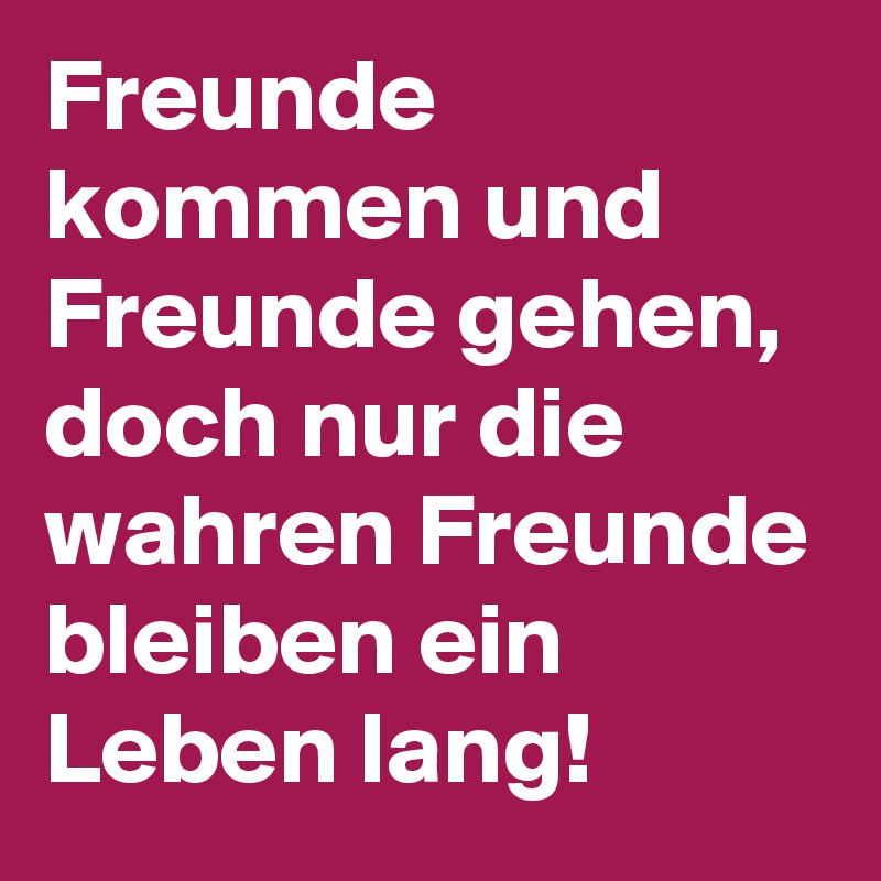 Freunde kommen und Freunde gehen, doch nur die wahren Freunde bleiben