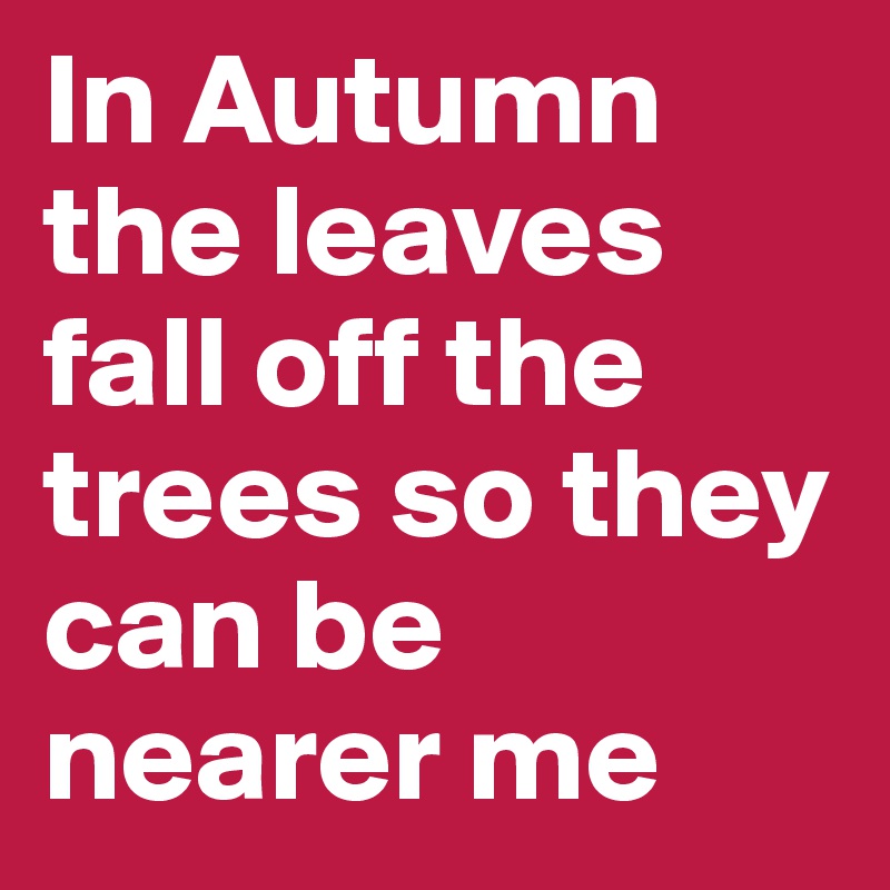 In Autumn the leaves fall off the trees so they can be nearer me
