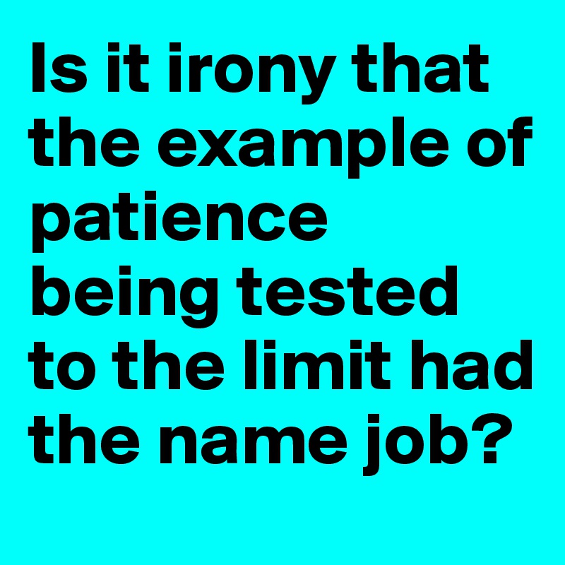 Is it irony that the example of patience being tested to the limit had the name job?