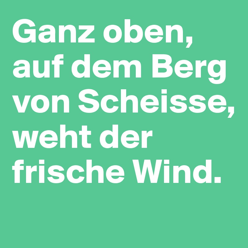 Ganz oben, auf dem Berg von Scheisse, weht der frische Wind.
