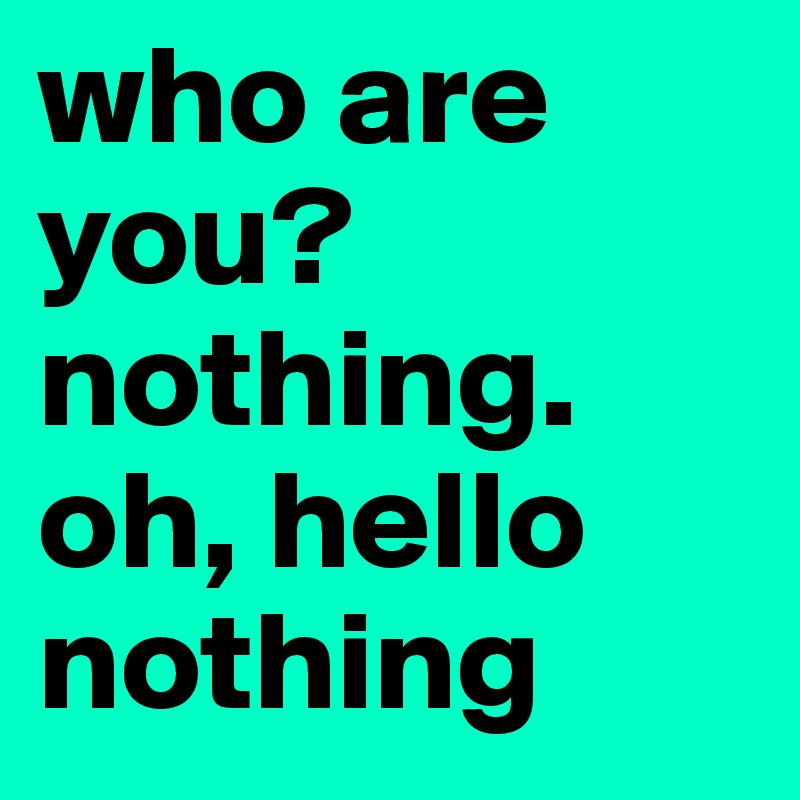 who are you?
nothing.
oh, hello nothing