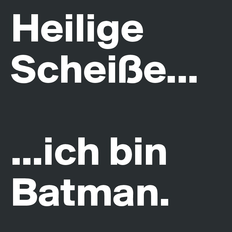 Heilige Scheiße...

...ich bin Batman.